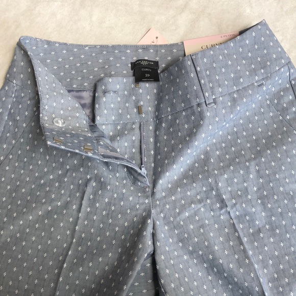 Ann Taylor Women's Curvy Cropped Leg Trouser Pants Gray White Diamond Size 2P - Picture 5 of 14